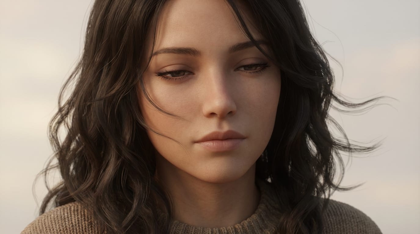 The character breathes softly with chest rising and falling, eyes blink naturally, hair sways slightly in a breeze, maintaining facial identity and art style, high fidelity expression