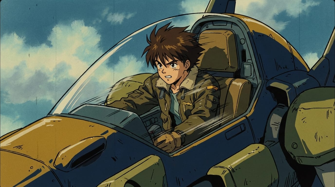Convert this video into a classic 90s anime style, hand-drawn cel animation aesthetic, grain filter, retro color palette, maintaining the original movement and composition, high definition anime rendering.