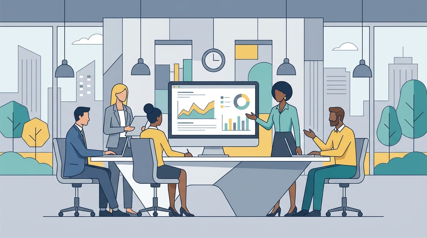 A polished vector illustration based on the reference composition, clean lines, flat colors, professional corporate art style