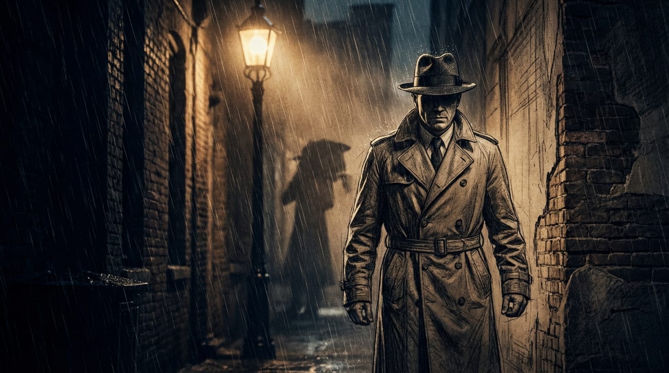 Cinematic lighting, moody atmosphere, cinematic color grading, applying realistic textures to the sketch, high contrast, dramatic shadows.