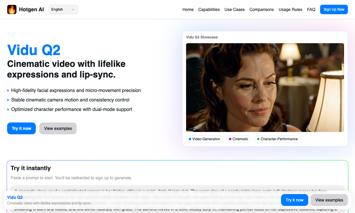 Vidu Q2 Landing Page Screenshot