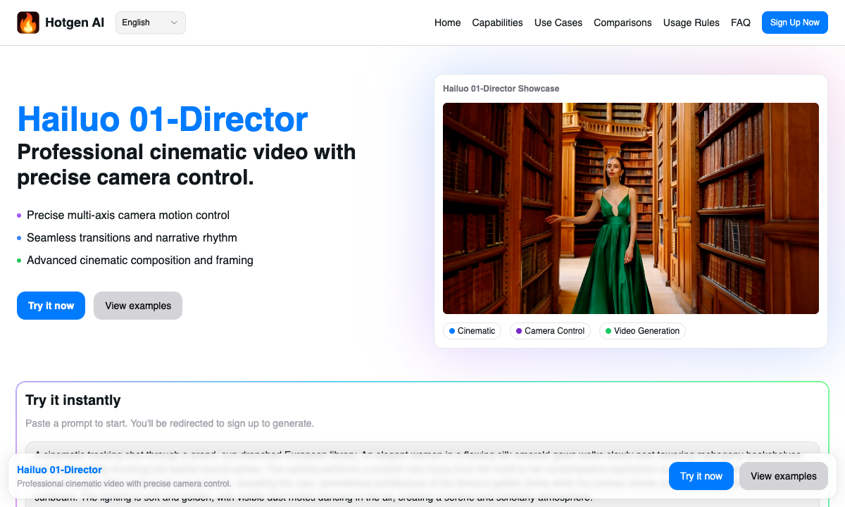 Hailuo 01-Director Landing Page Screenshot