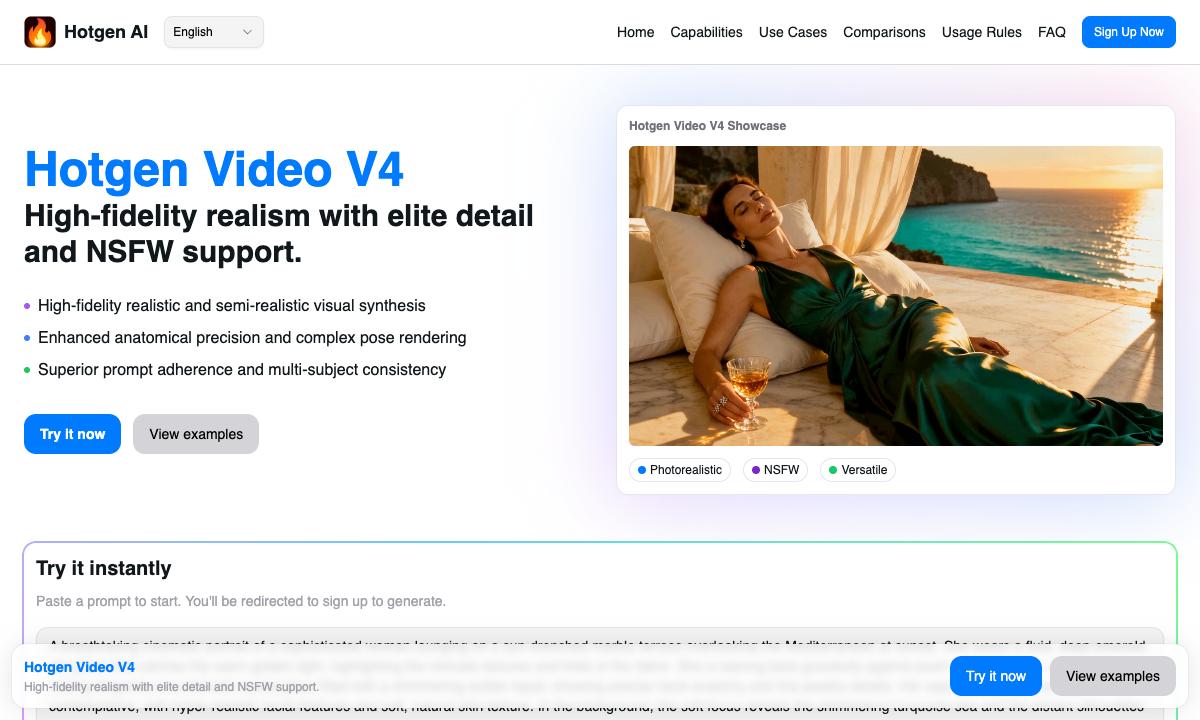Hotgen Video V4 落地页截图