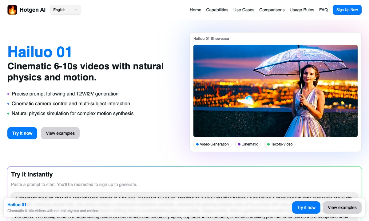 Hailuo 01 落地页截图