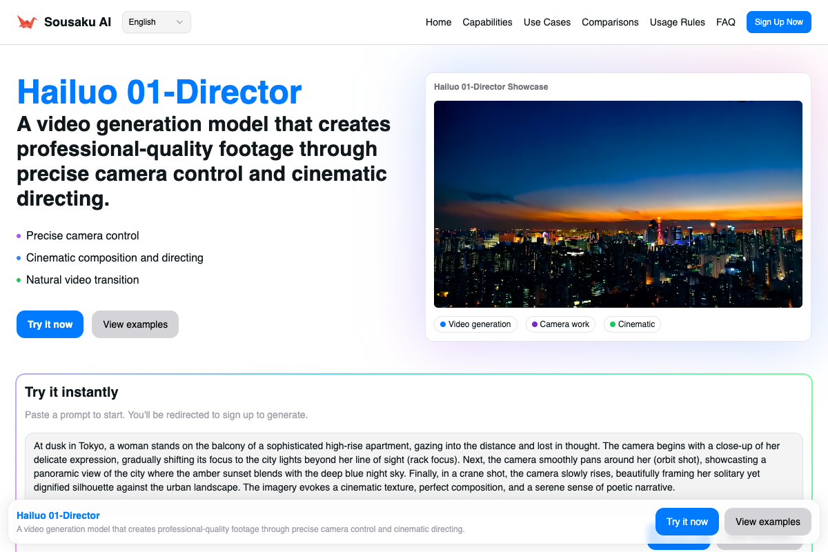 Hailuo 01-Director 落地页截图