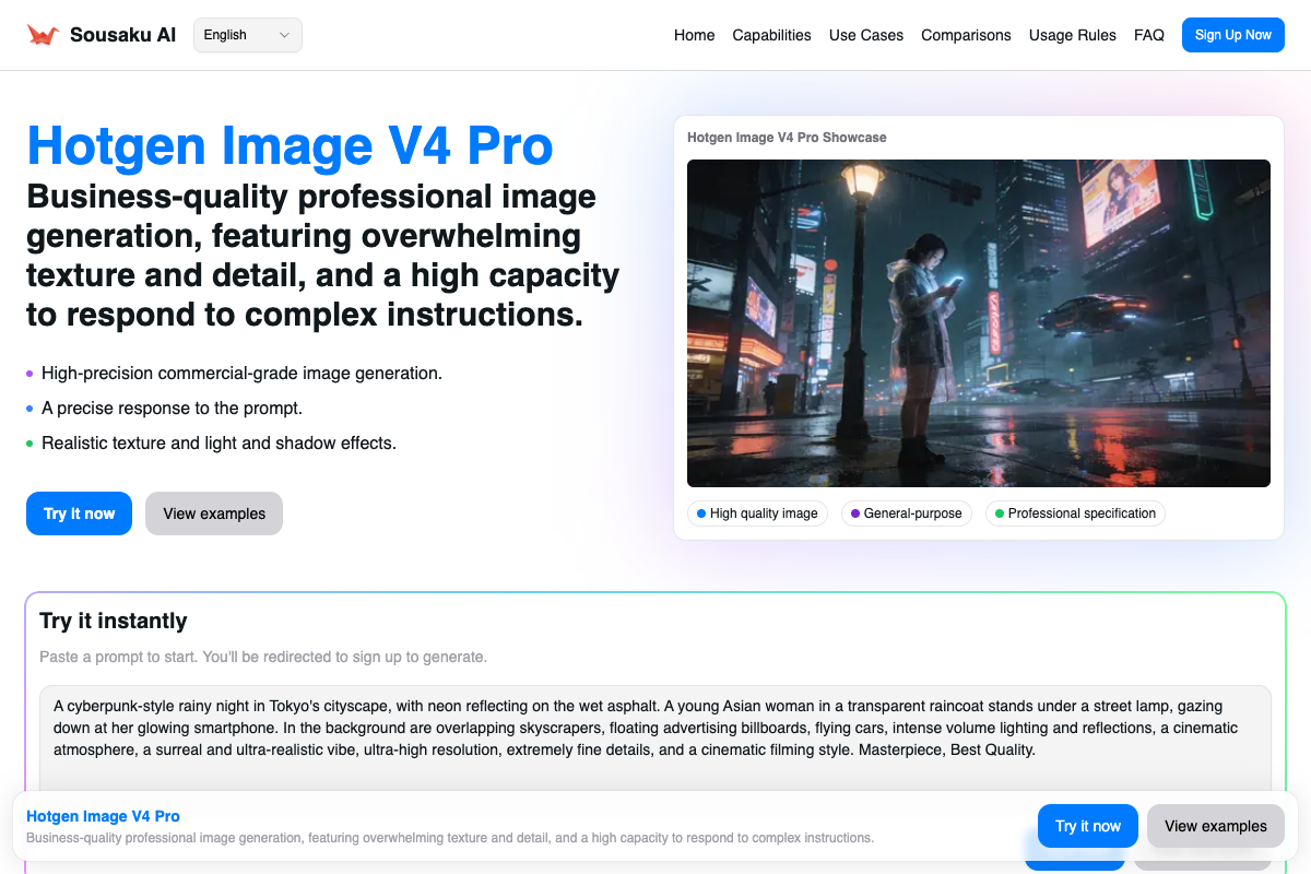 Hotgen Image V4 Pro 落地页截图
