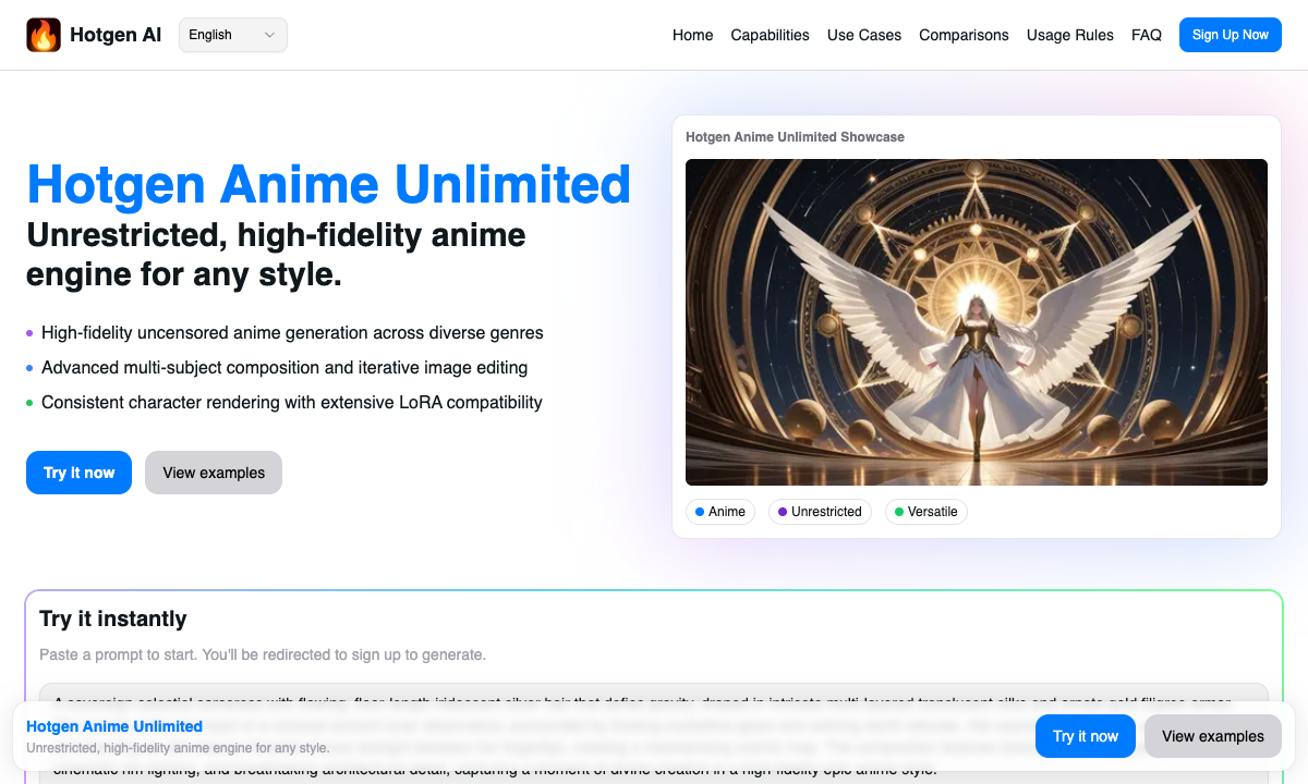 Hotgen Anime Unlimited 落地页截图