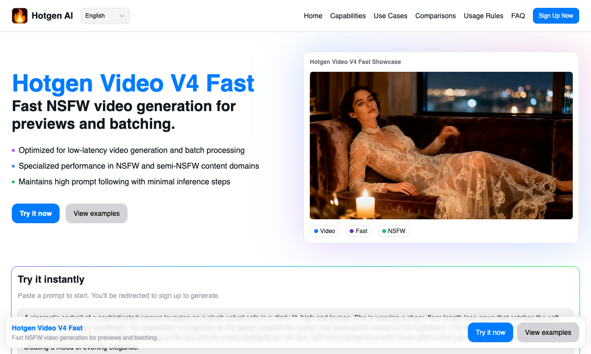 Hotgen Video V4 Fast Landing Page Screenshot
