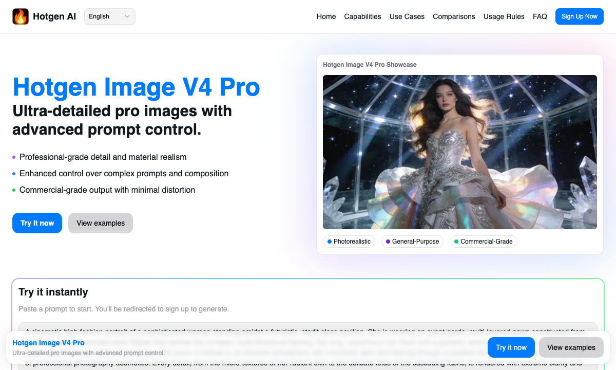 Hotgen Image V4 Pro 落地页截图