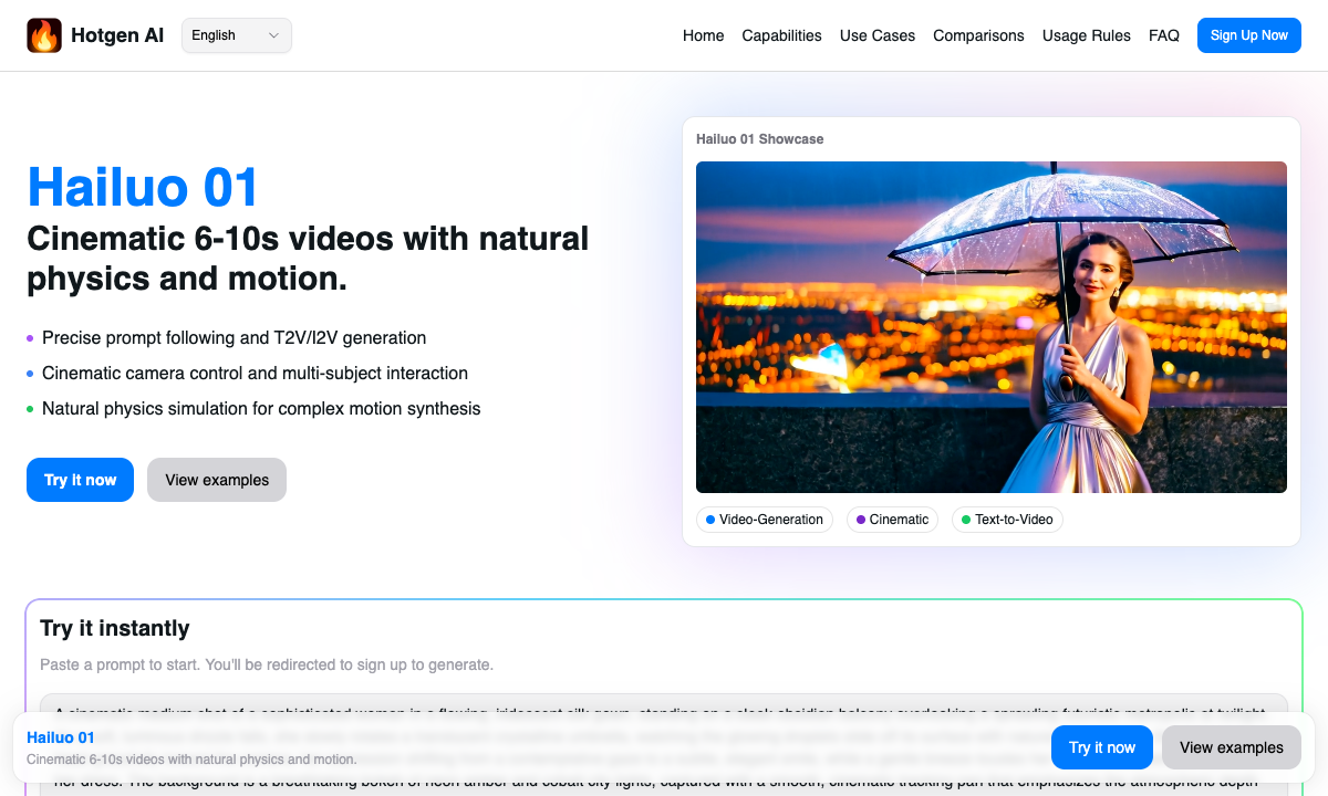 Hailuo 01 落地页截图