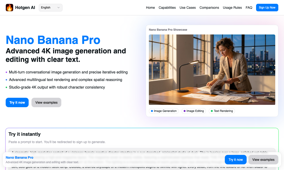 Nano Banana Pro 落地页截图