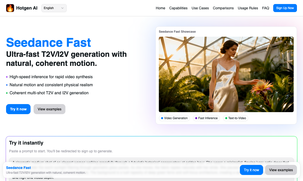 Seedance Fast Landing Page