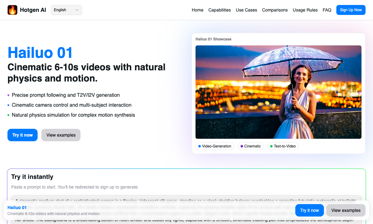 Hailuo 01 落地页截图