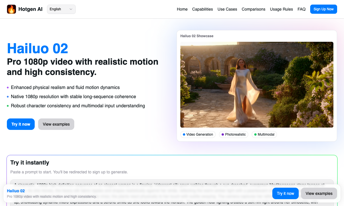 Hailuo 02 落地页截图