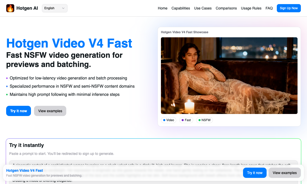 Hotgen Video V4 Fast 落地页截图