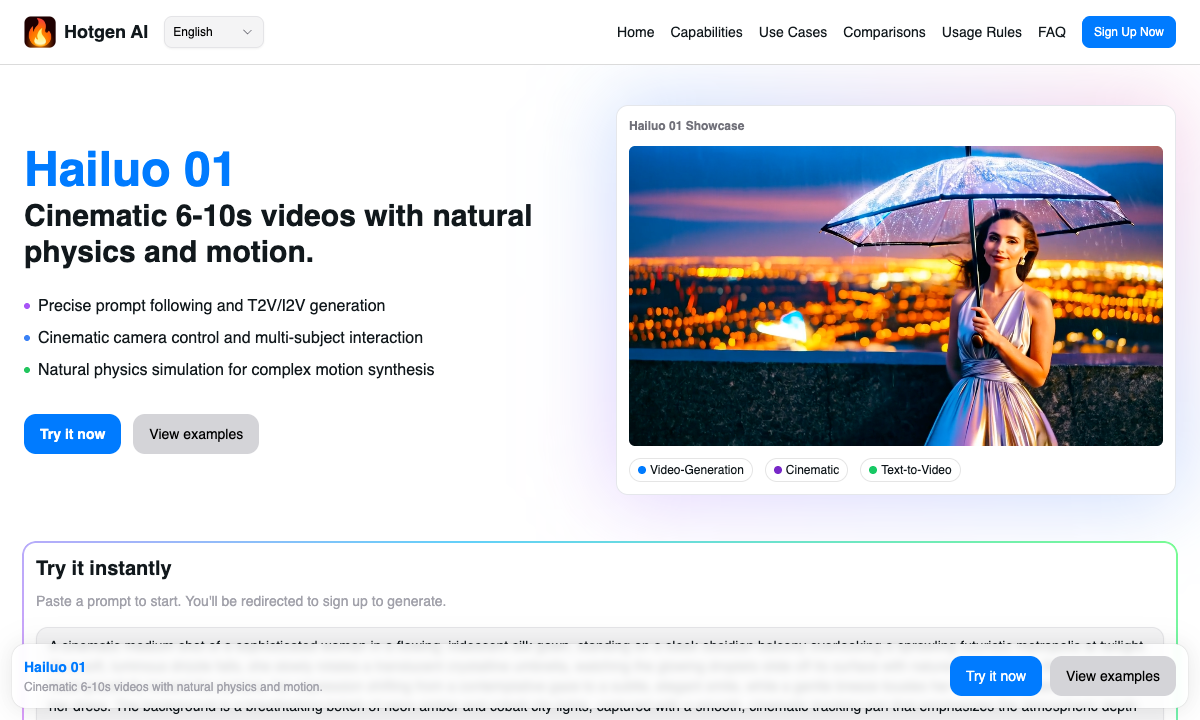 Hailuo 01 落地页截图