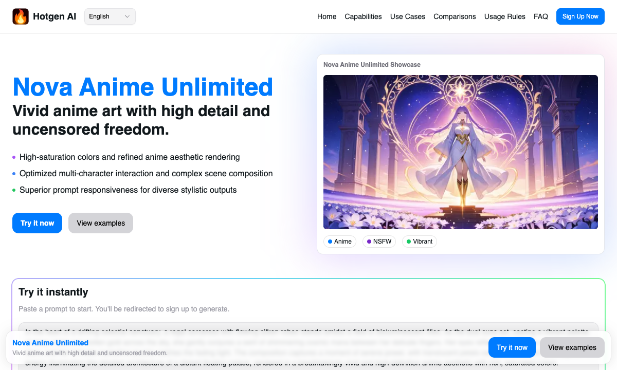 Nova Anime Unlimited 落地页截图