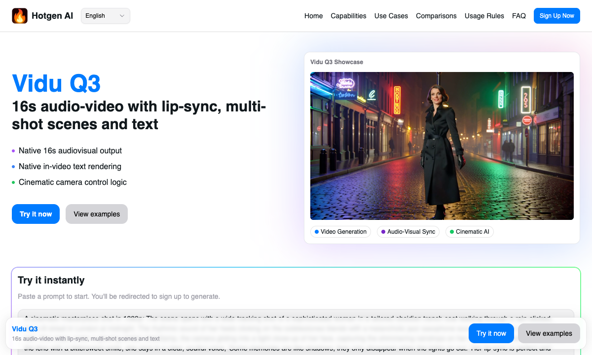 Vidu Q3 落地页截图