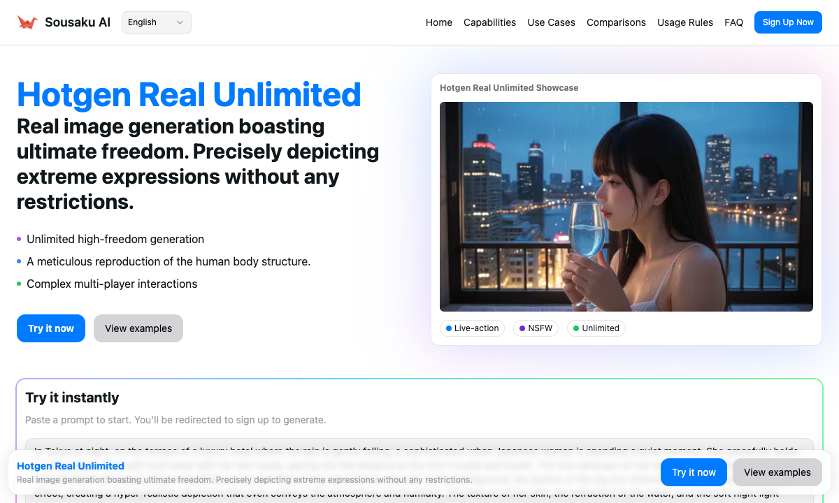 Hotgen Real Unlimited 落地页截图