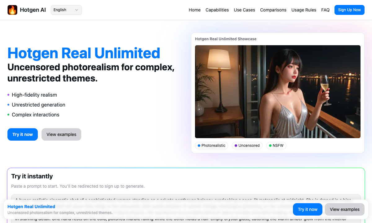 Hotgen Real Unlimited 落地页截图