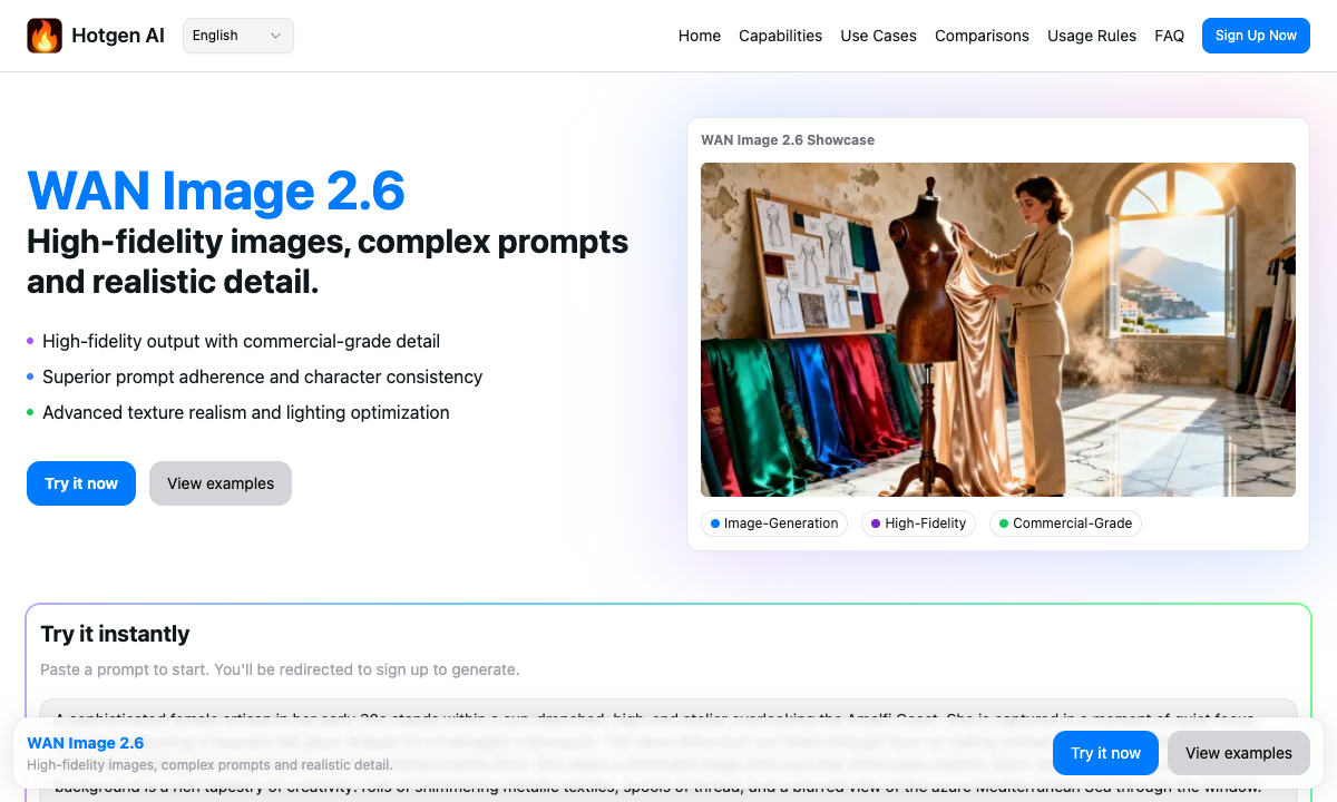 WAN Image 2.6 落地页截图