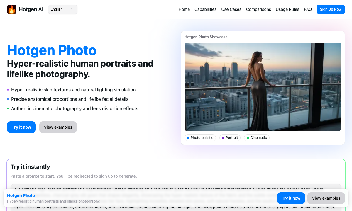 Hotgen Photo 落地页截图
